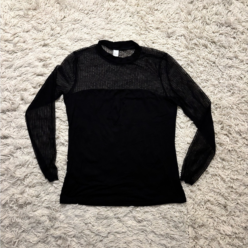 Black Sheer Long Sleeve Top Size XL